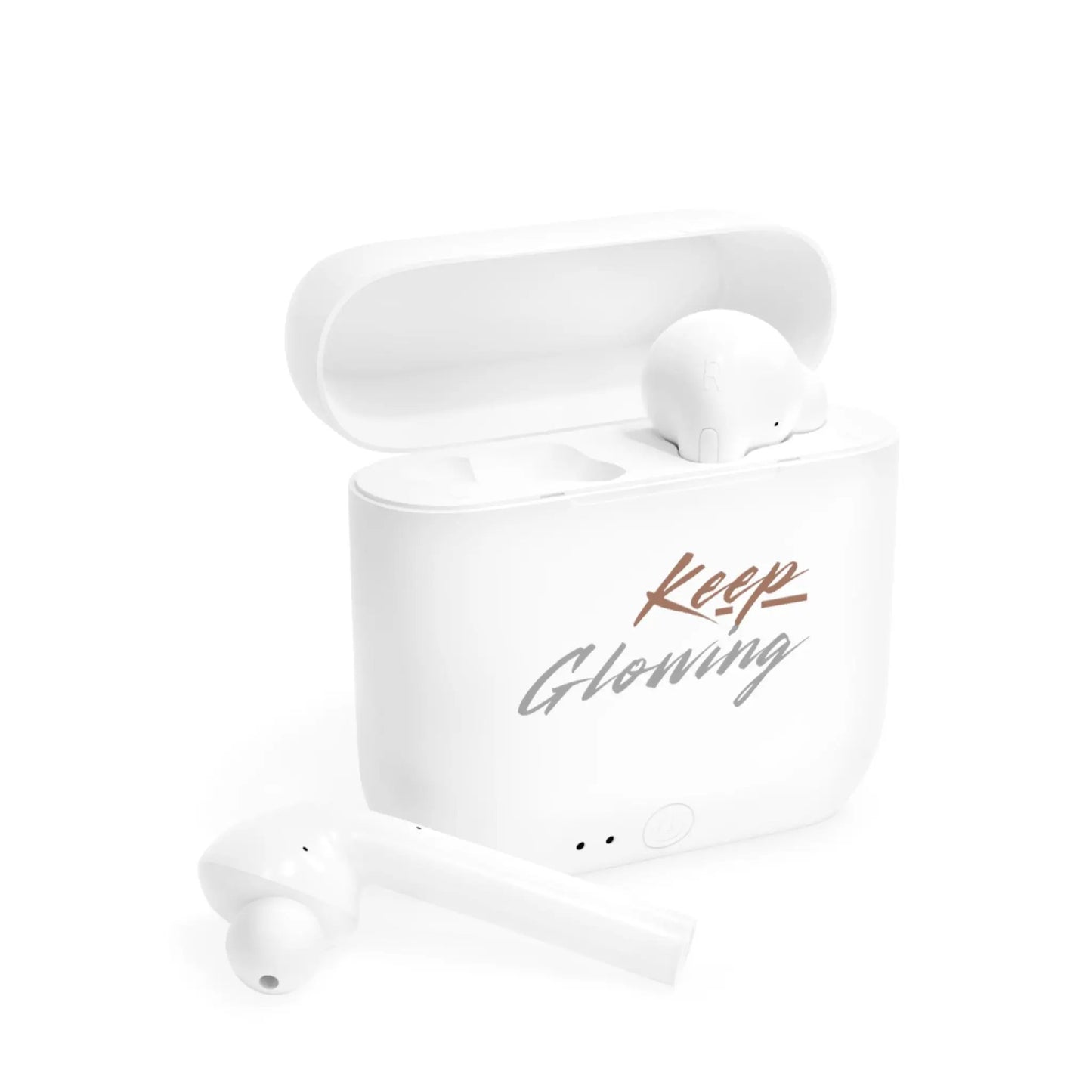 Keep Glowing Wireless Earbuds — Motivational Bluetooth Earbud Case by Printify