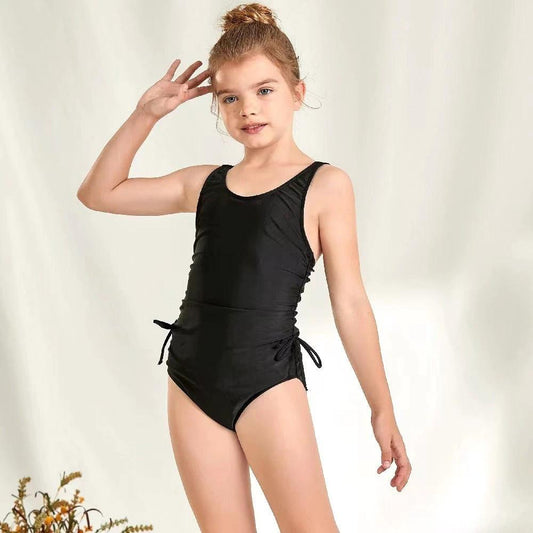 Bikini Solid Color Pleated Tie Than Swimsuit by GJG Denim