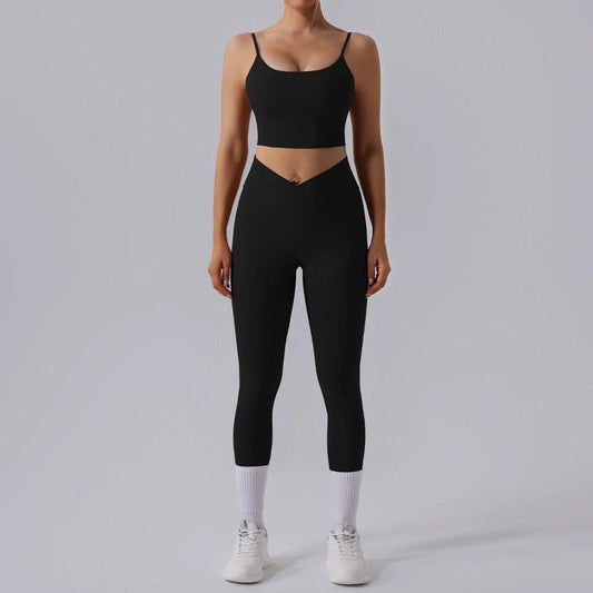 High Waist Tight Yoga Workout Clothes Sports Suit Women by GJG Denim