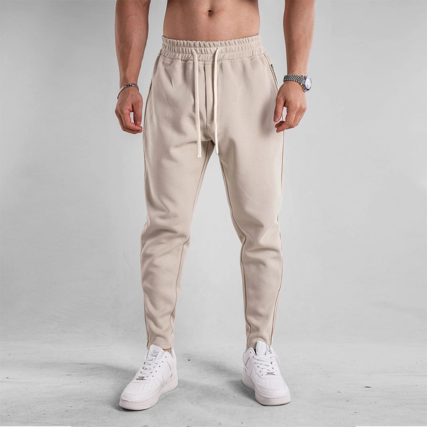 Men's Slim Fit Leg Opening Ankle Zipper Sweatpants by GJG Denim