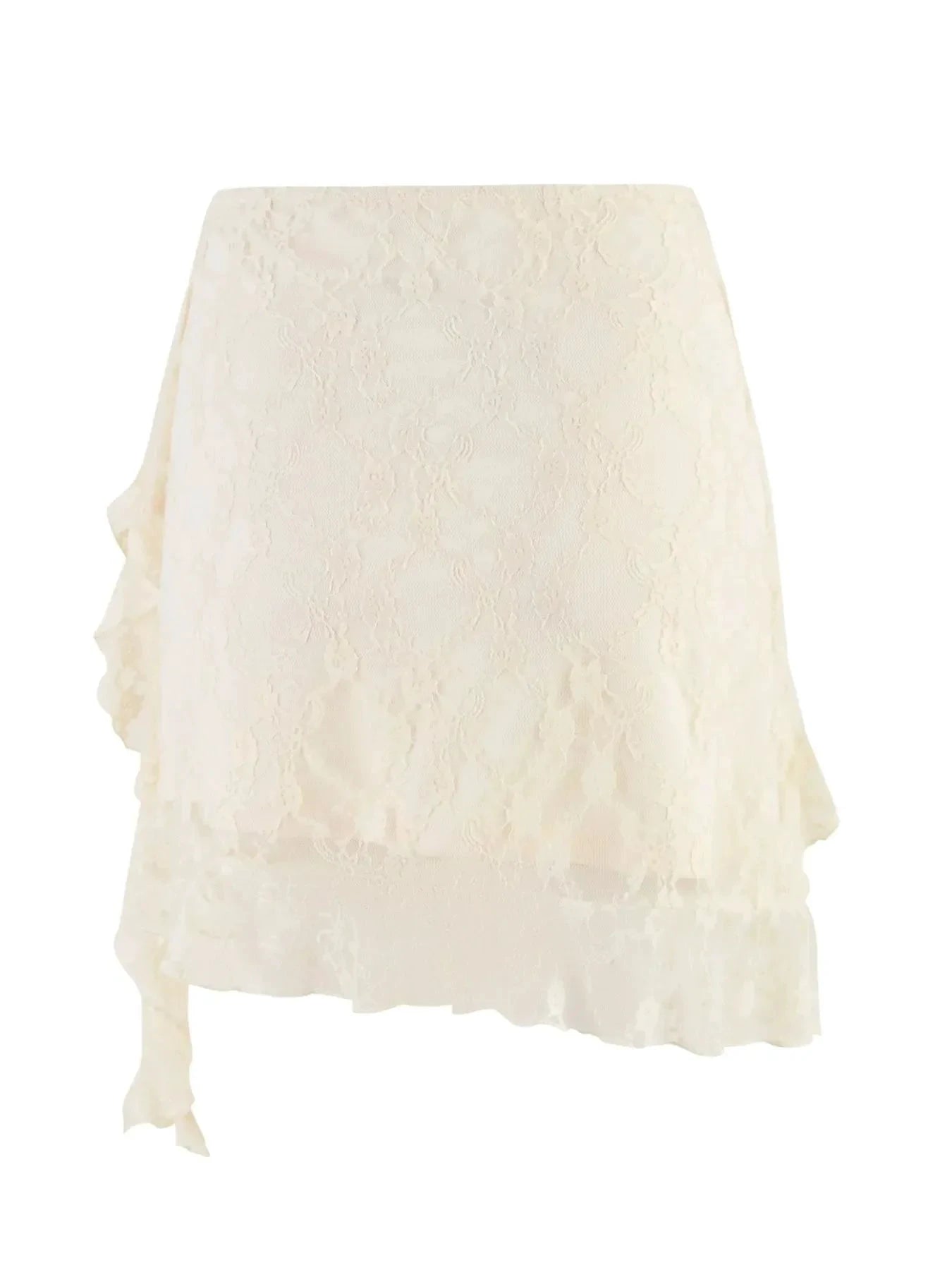 Lace Ruffle Mini Skirt by Lady Ros