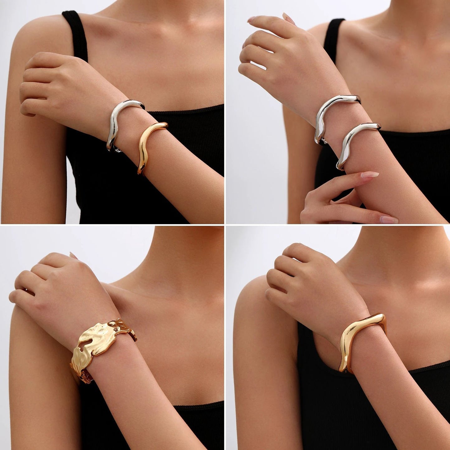 Metal Irregular Lava Bracelet For Women Fashion Special-interest Open-end Polished by GJG Denim