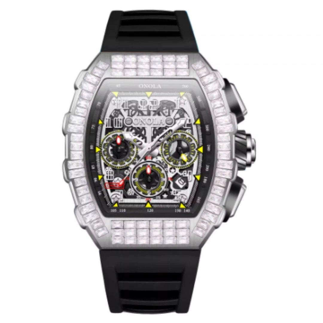 Men's Luxury Square Diamond Watch With Star Pattern by GJG Denim