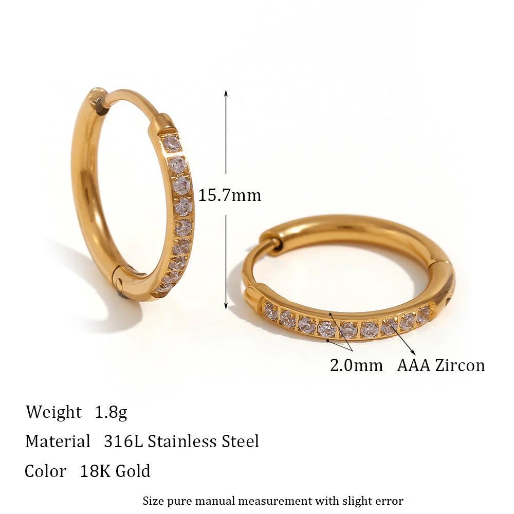 Women's Fashion Titanium Steel Rounded Edge Zircon Earrings by GJG Denim