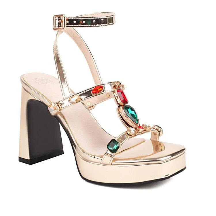 Shimmering Elegant High-heeled Womens Sandals by GJG Denim