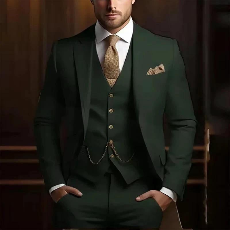 Men's High-grade Gentleman Temperament Slim Three-piece Suit by GJG Denim