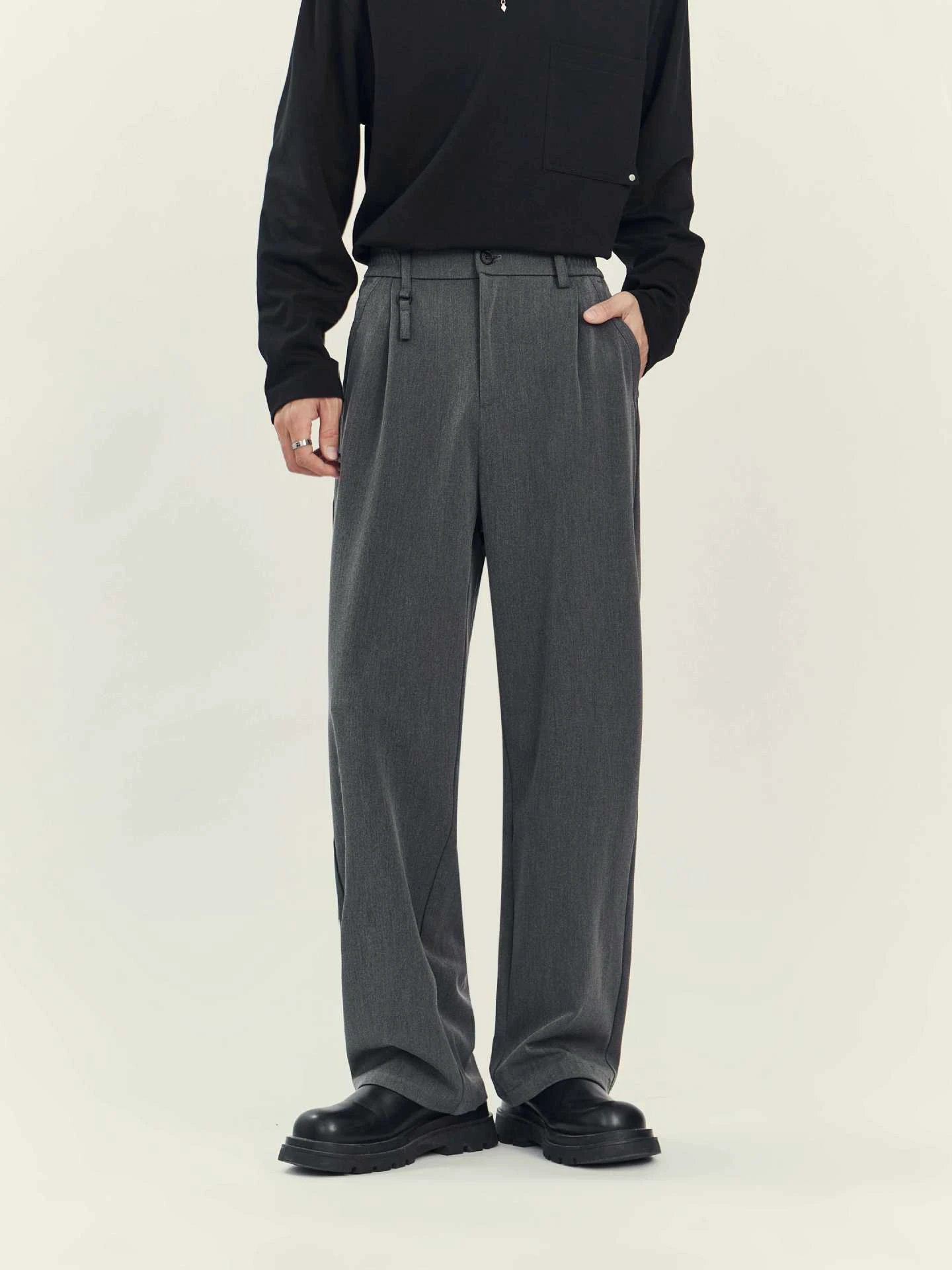 Men's Business Casual Draping Loose Straight Pants by GJG Denim