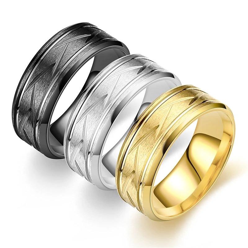Titanium Steel Frosted Men's Ring by GJG Denim