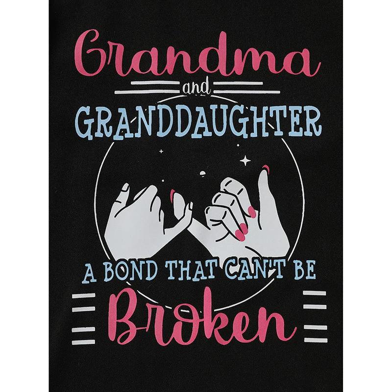 Kid's 'Grandma And Granddaughter' Letter & Heart Print Long Sleeve Top & Pants Set, 2 Sets Comfy Loungewear Outfit by GJG Denim