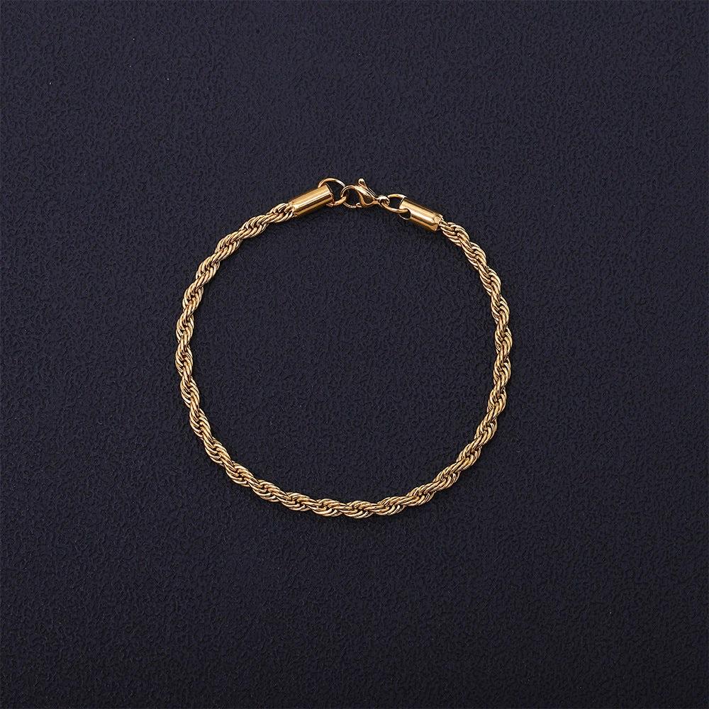 18K Vacuum-Plated Color-Protecting Stainless Steel Twisted Bracelet For Men by GJG Denim