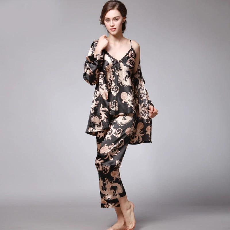 Three-piece silk pajamas for women by GJG Denim