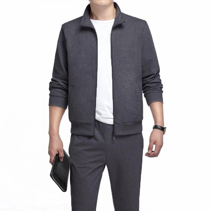 Spring And Autumn Plus Size Sports Casual Fashion Stand Collar Cardigan 2-piece Set by GJG Denim
