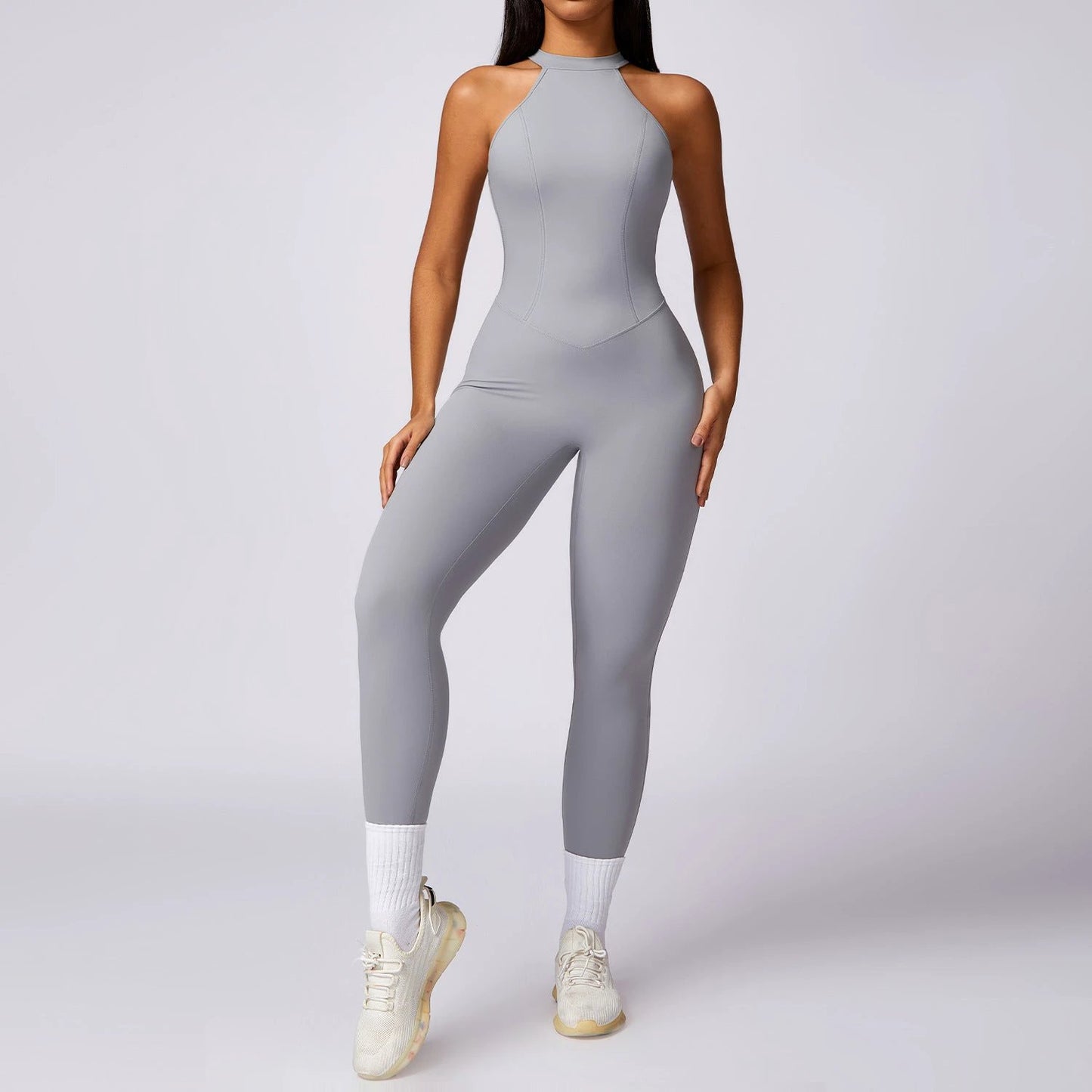Beauty Back Yoga Jumpsuit Women's Outdoor Running Tight Sports Quick-drying Workout Clothes by GJG Denim