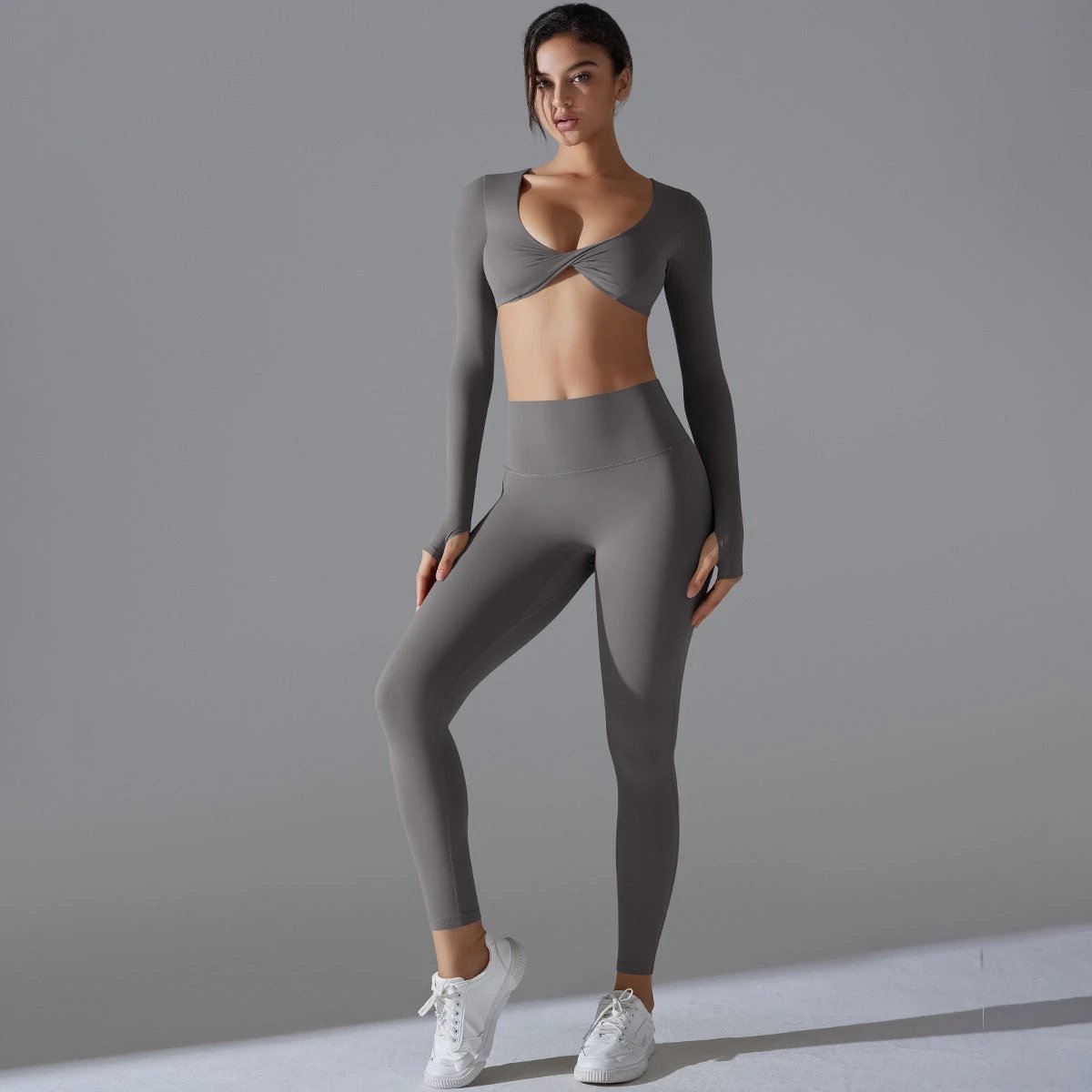 Yoga Clothes Sports Push Up Long Sleeve Workout Clothes Suit by GJG Denim