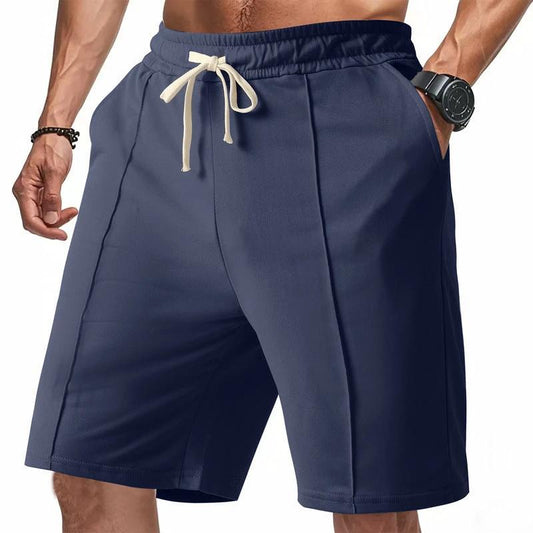 Men's Casual Ribbed Solid Color Shorts by GJG Denim