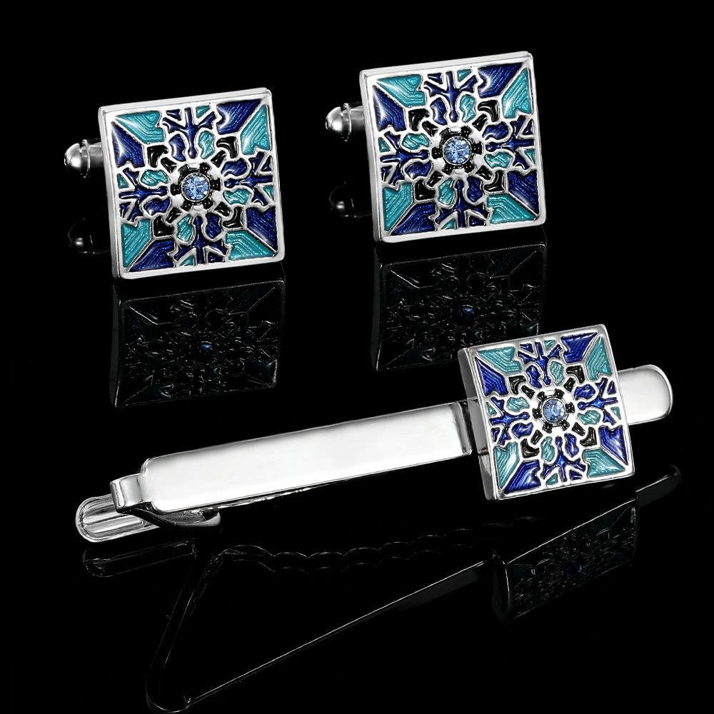 Men's Creative Blue Pattern Cufflinks Gift Box by GJG Denim