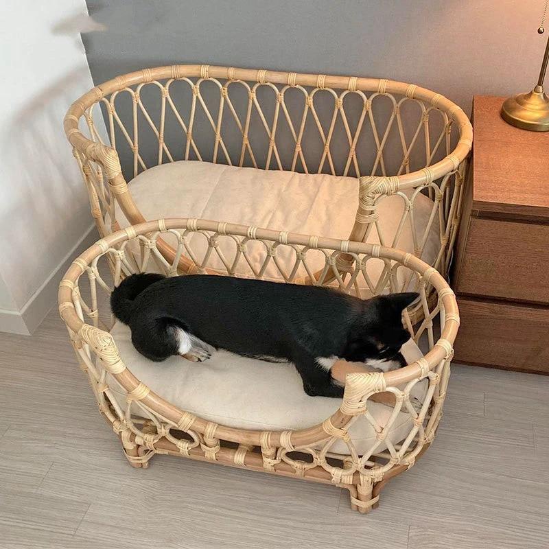 Pet Bed Handmade Rattan Woven Pet Bed Sofa For Dogs by GJG Denim