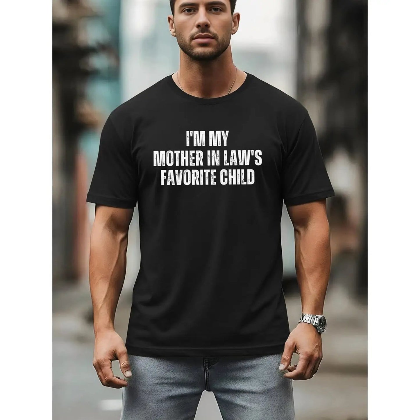 Men's Humorous Letter-Print Fashion Short-Sleeve T-shirt by GJG Denim