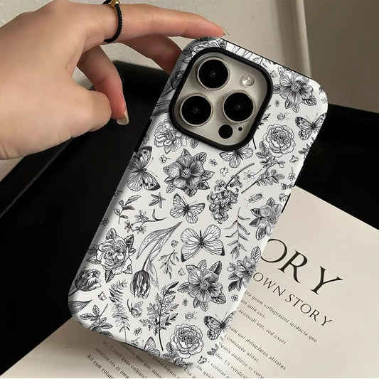 Anti-fall Feilin Phone Case Retro Illustration Butterfly by GJG Denim