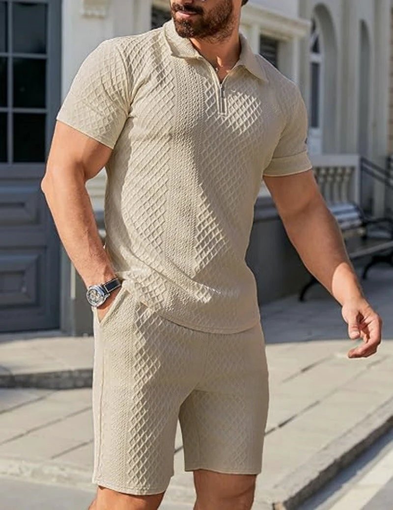 Fashion Personality Men's Shorts Casual Two-piece Suit by GJG Denim