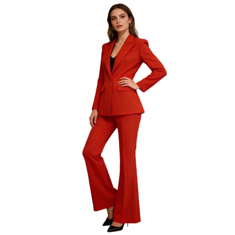 Red Suit Set Women's Professional Outfit by GJG Denim