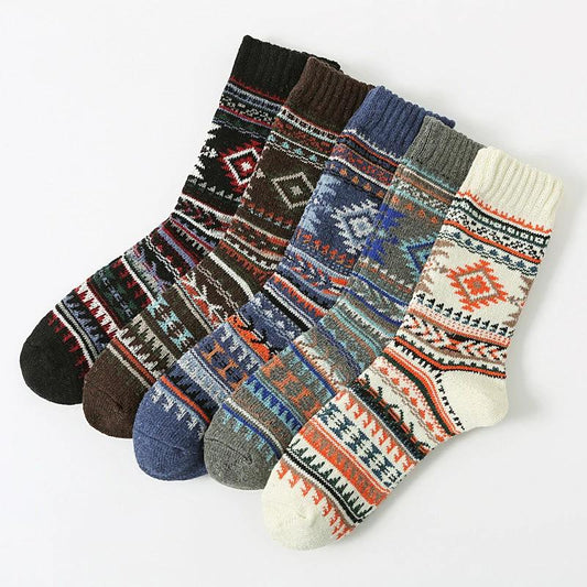 Retro Large Square Wool Socks For Men by GJG Denim