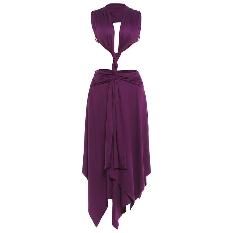 Solid-color Sexy Chic Sleeveless Low-cut V-neck Backless Dress by GJG Denim