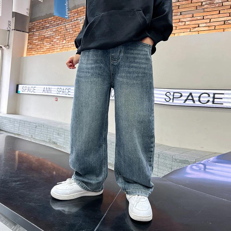Trendy Boys Straight Loose Jeans Solid Color by GJG Denim