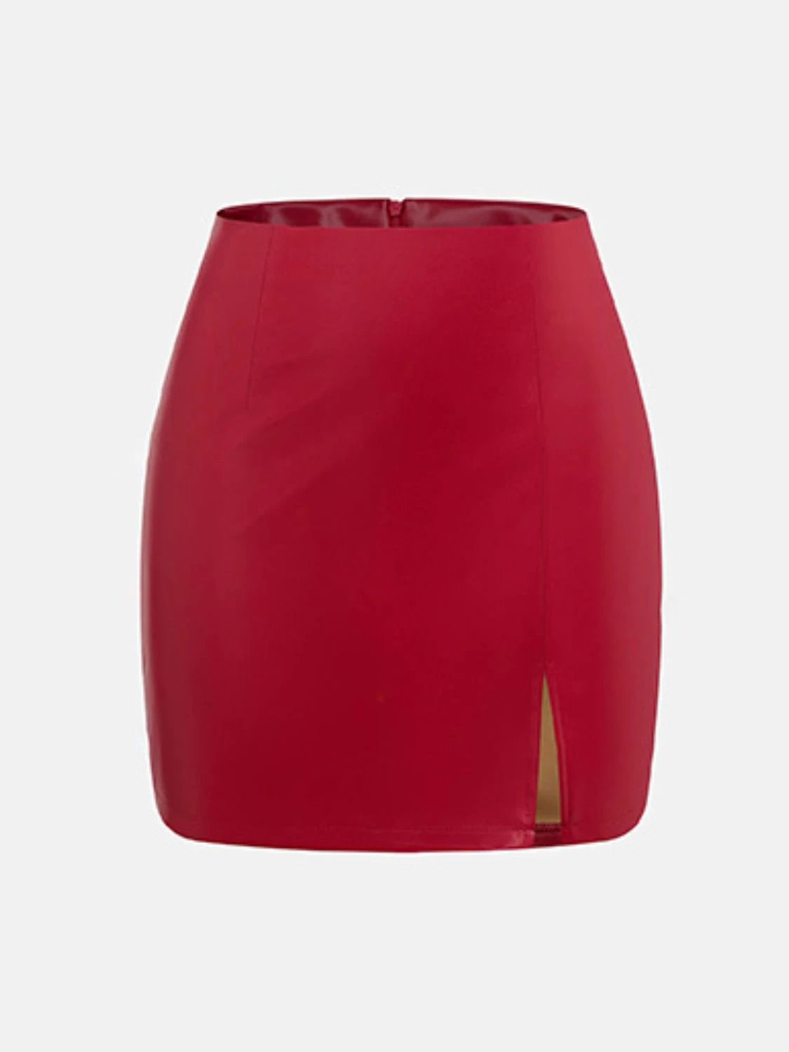 Slit Mini Skirt with Zipper by Lady Ros