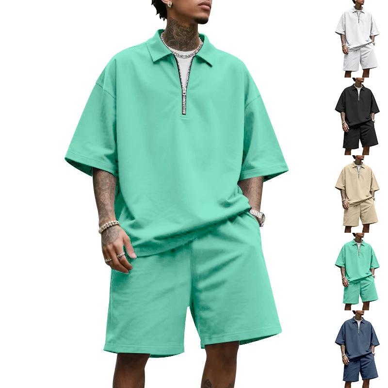 Lapel Suit Men's Summer Two-piece Set Loose by GJG Denim