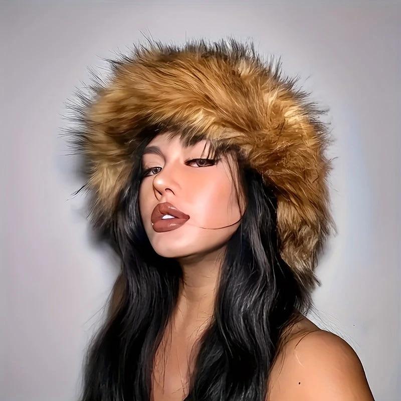 Warm Plush Fisherman Hat, Faux Fur Thickened Raccoon Fur Outdoor by GJG Denim