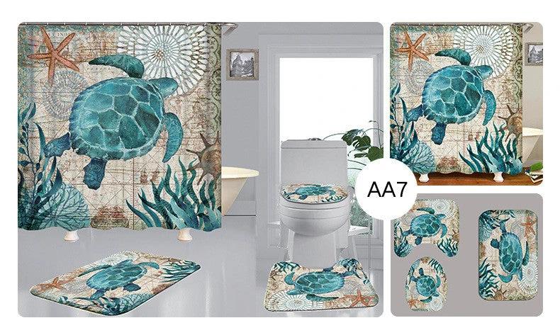 Printed Shower Curtain by GJG Denim