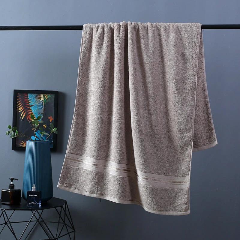 Pure Color Thick Cotton Bath Towel Set Towel Set Increased Pure Cotton Beach Towel Beauty Salon Bath Towel by GJG Denim