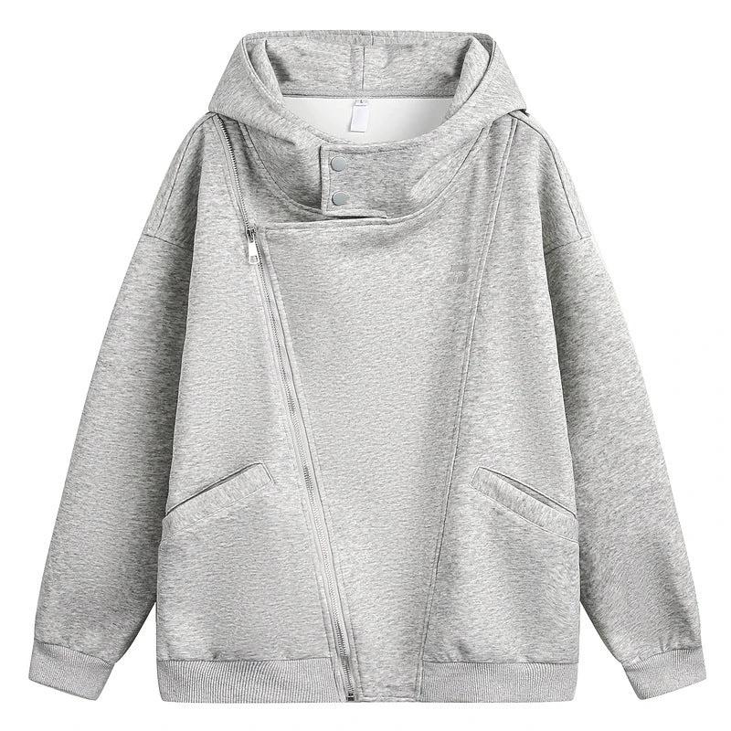 Men's Irregular Zipper Hooded Sweater by GJG Denim