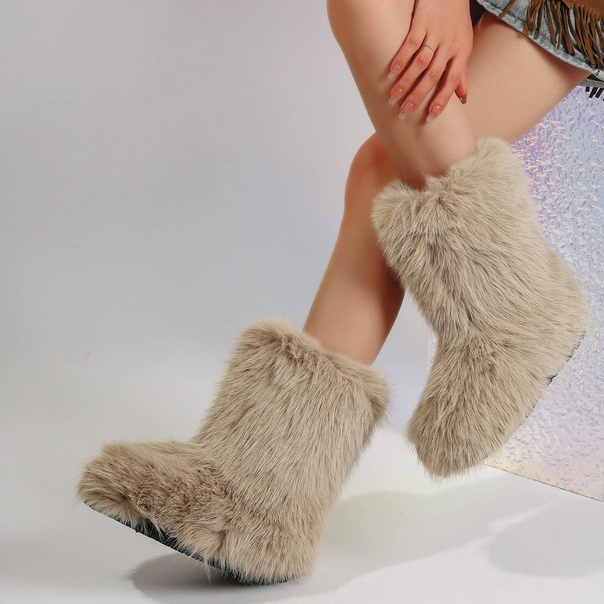 Snow Boots Middle Boots Furry Boots by GJG Denim