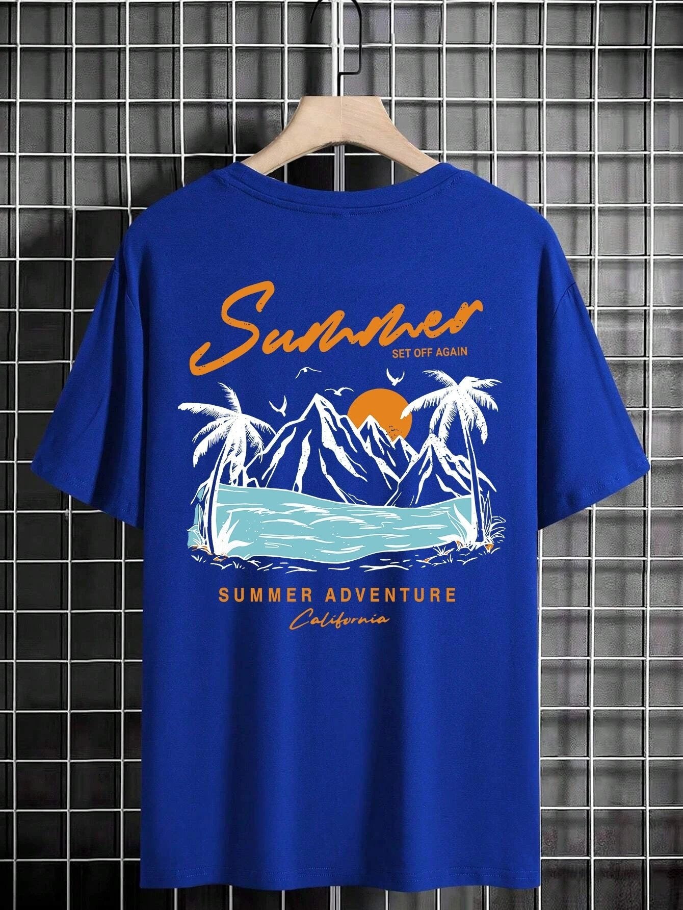 Summer Departure Adventure California Men's T-shirt Cotton Loose by GJG Denim