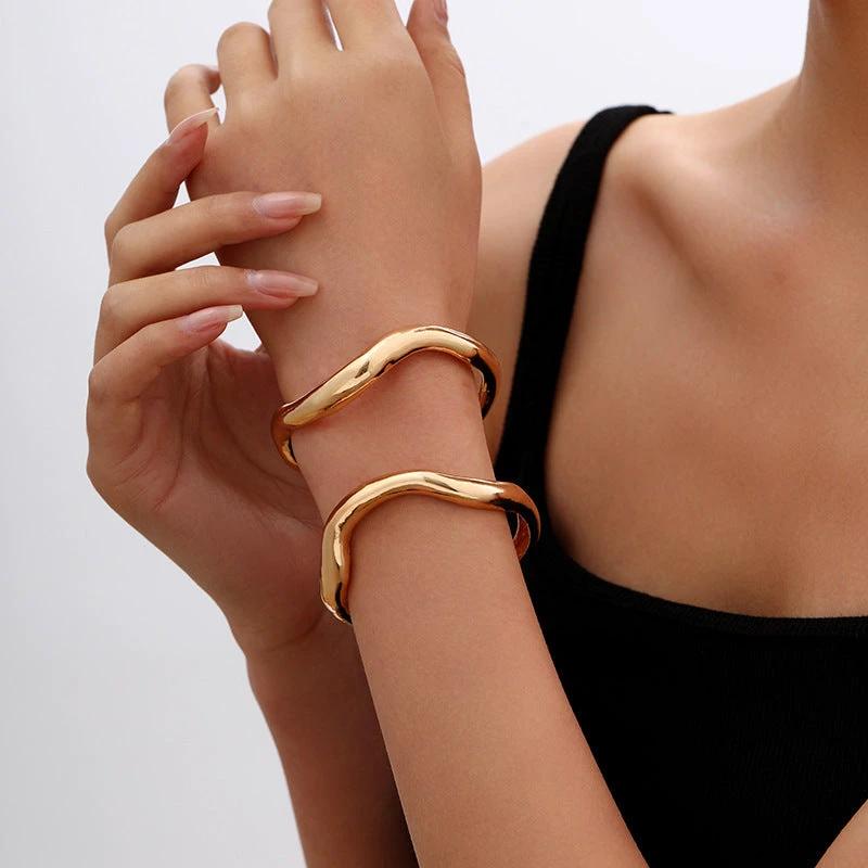 Metal Irregular Lava Bracelet For Women Fashion Special-interest Open-end Polished by GJG Denim
