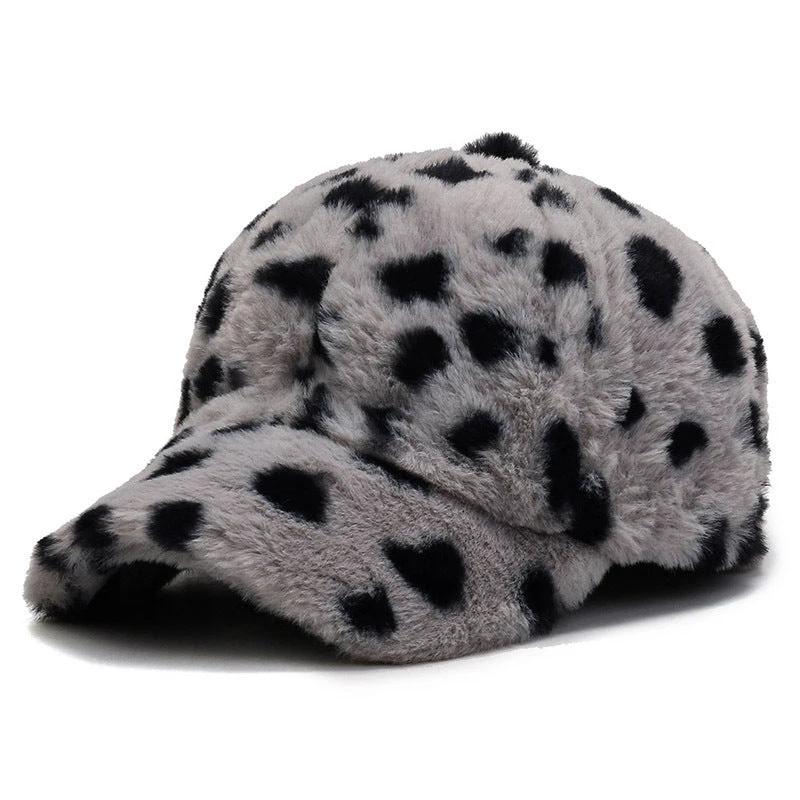 Fashion Leopard Fleece Baseball All-matching Peaked Cap by GJG Denim