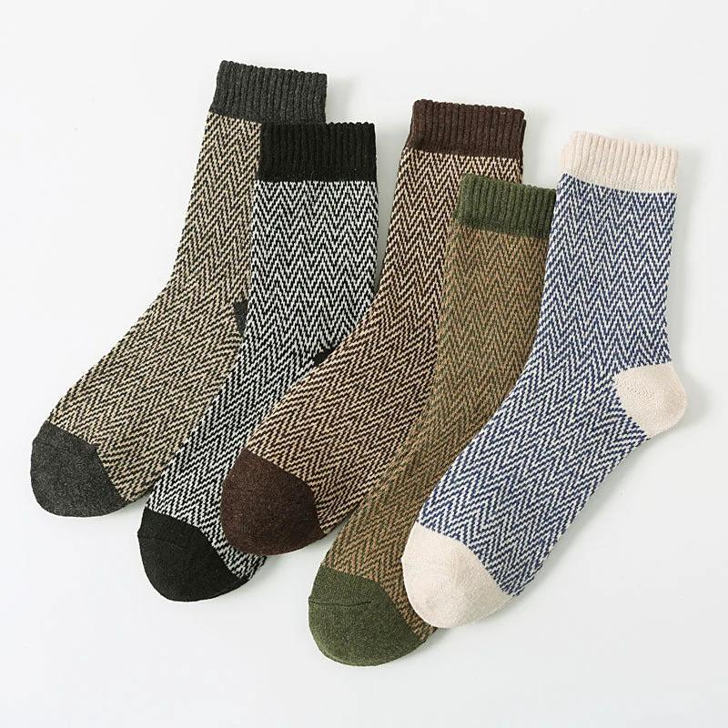 Retro Large Square Wool Socks For Men by GJG Denim