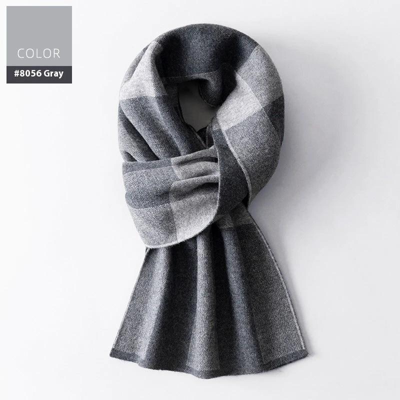 Men's Wool Winter Plaid Double-sided Scarf by GJG Denim