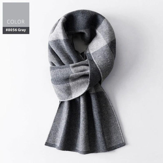 Men's Wool Winter Plaid Double-sided Scarf by GJG Denim