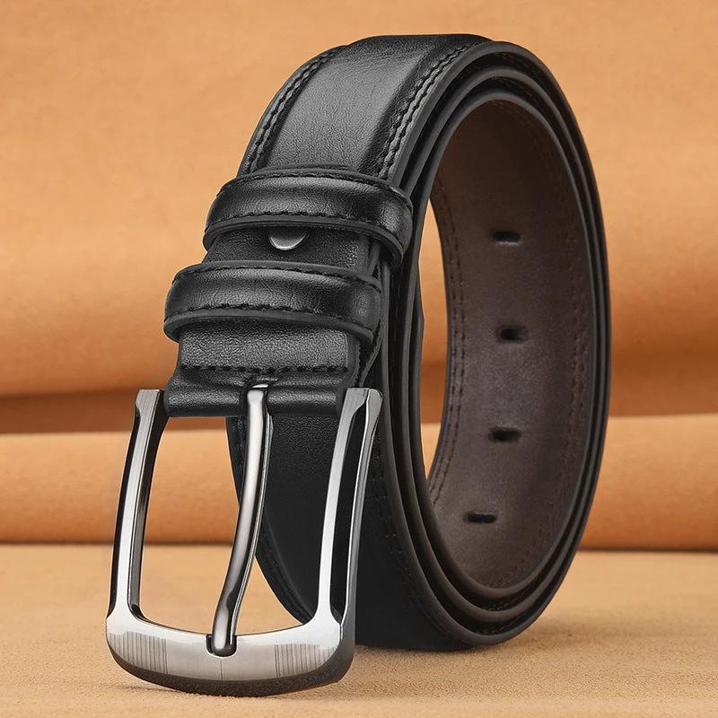 Men's Pin Buckle Cowhide Belt Business Fashion And Leisure by GJG Denim