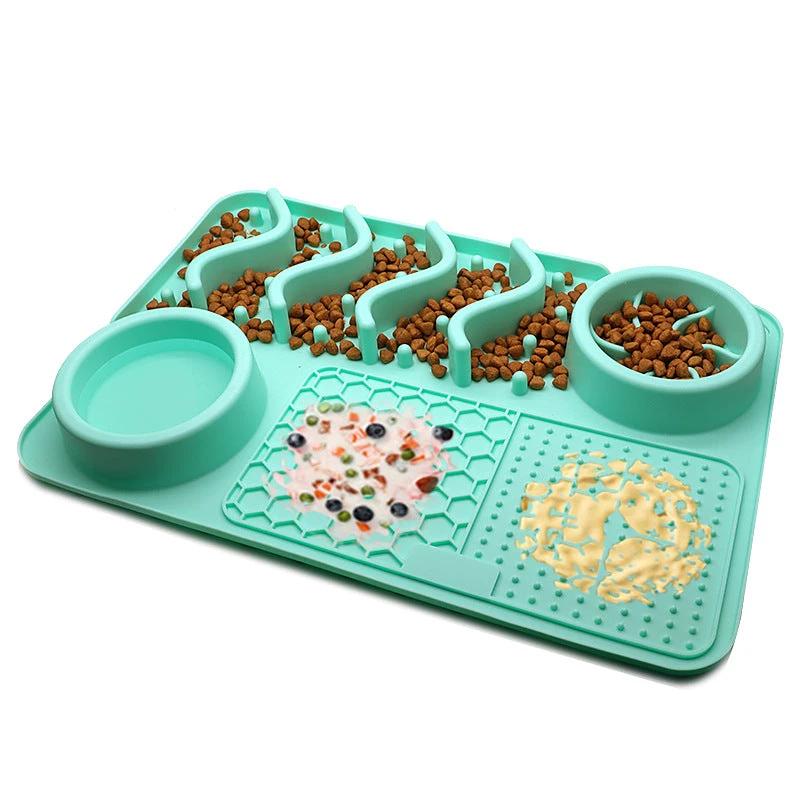 Dog Silicone Licking Pad Pet Licking Mat Silicone Smelling Mat Multifunctional Food Bowl Pets Supplies by GJG Denim