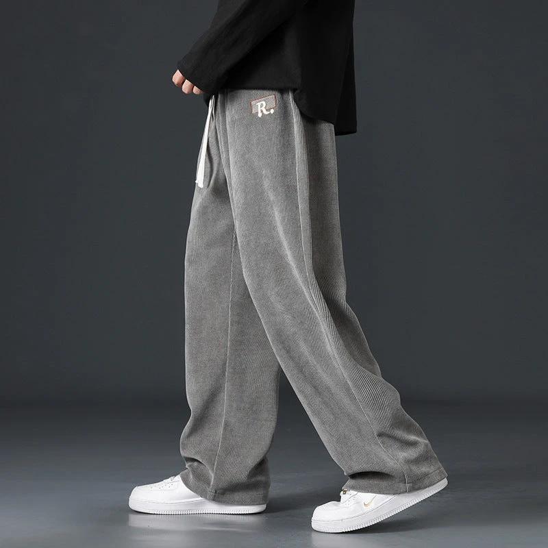 Men's Velvet Wide Leg Loose Sweatpants by GJG Denim