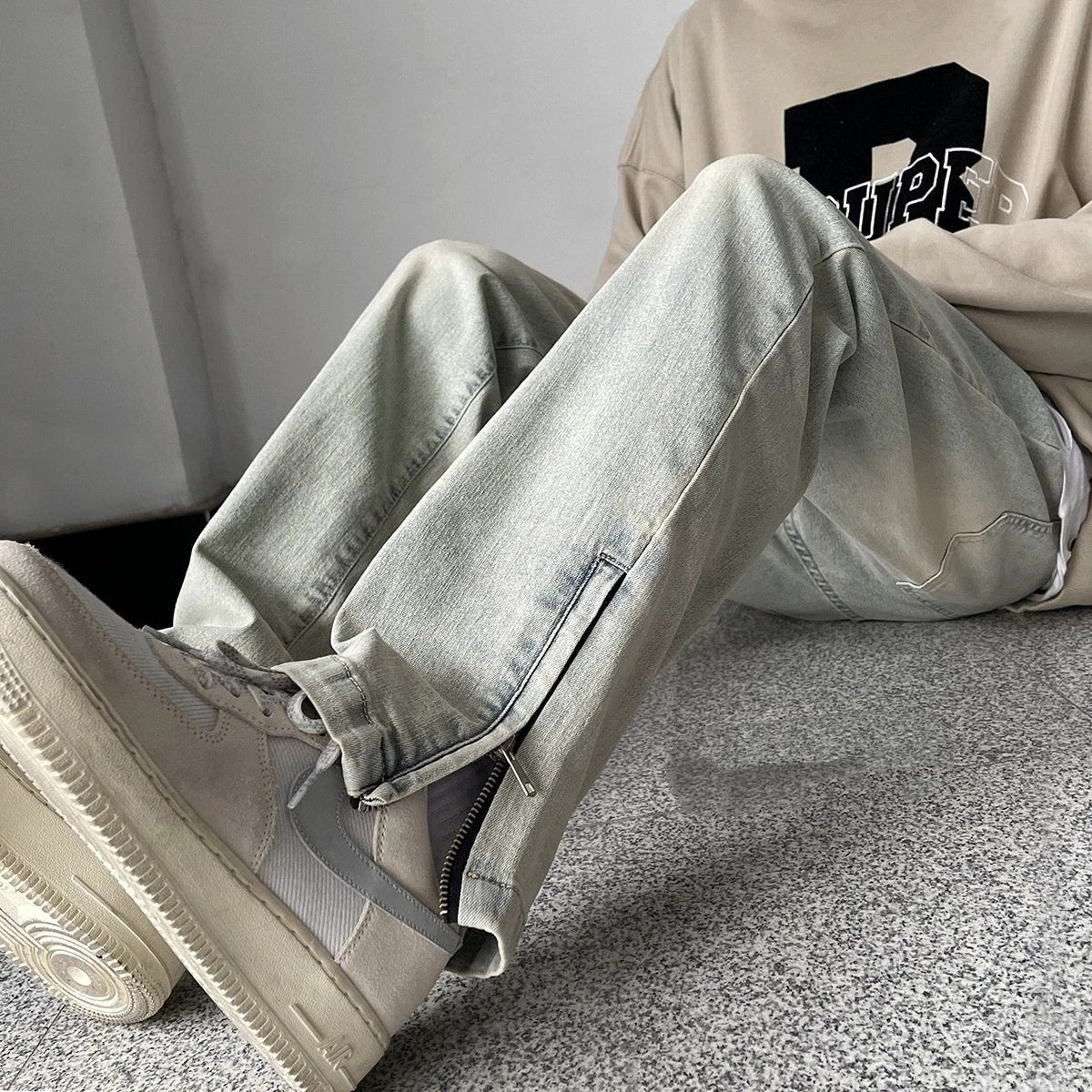 Men's Side Zipper Skinny Jeans by GJG Denim