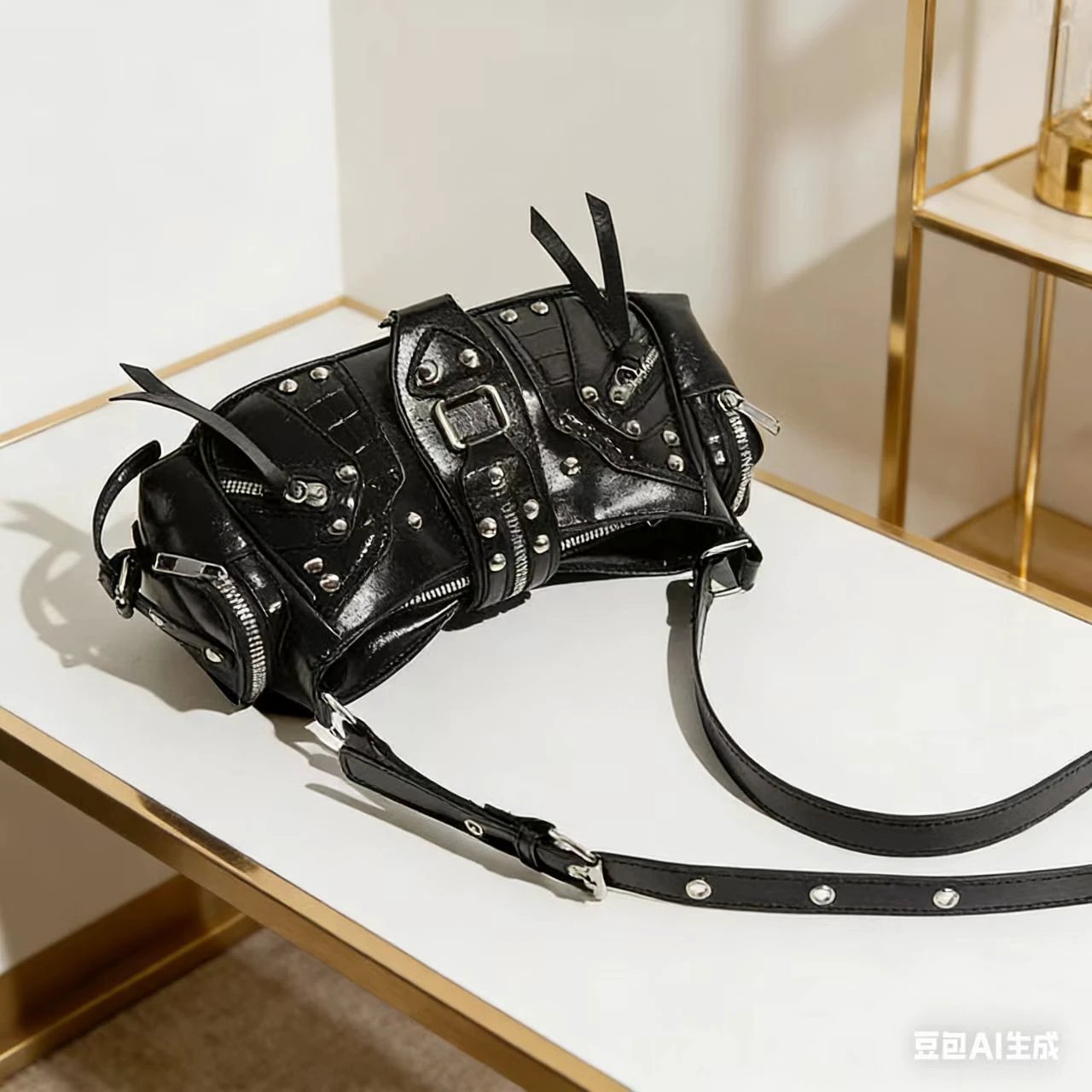 Edgy Y2k-style Single-shoulder Commuter Crossbody Biker Bag by GJG Denim
