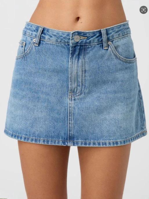 Casual Stretch Washed Denim Short Skirt For Women by GJG Denim