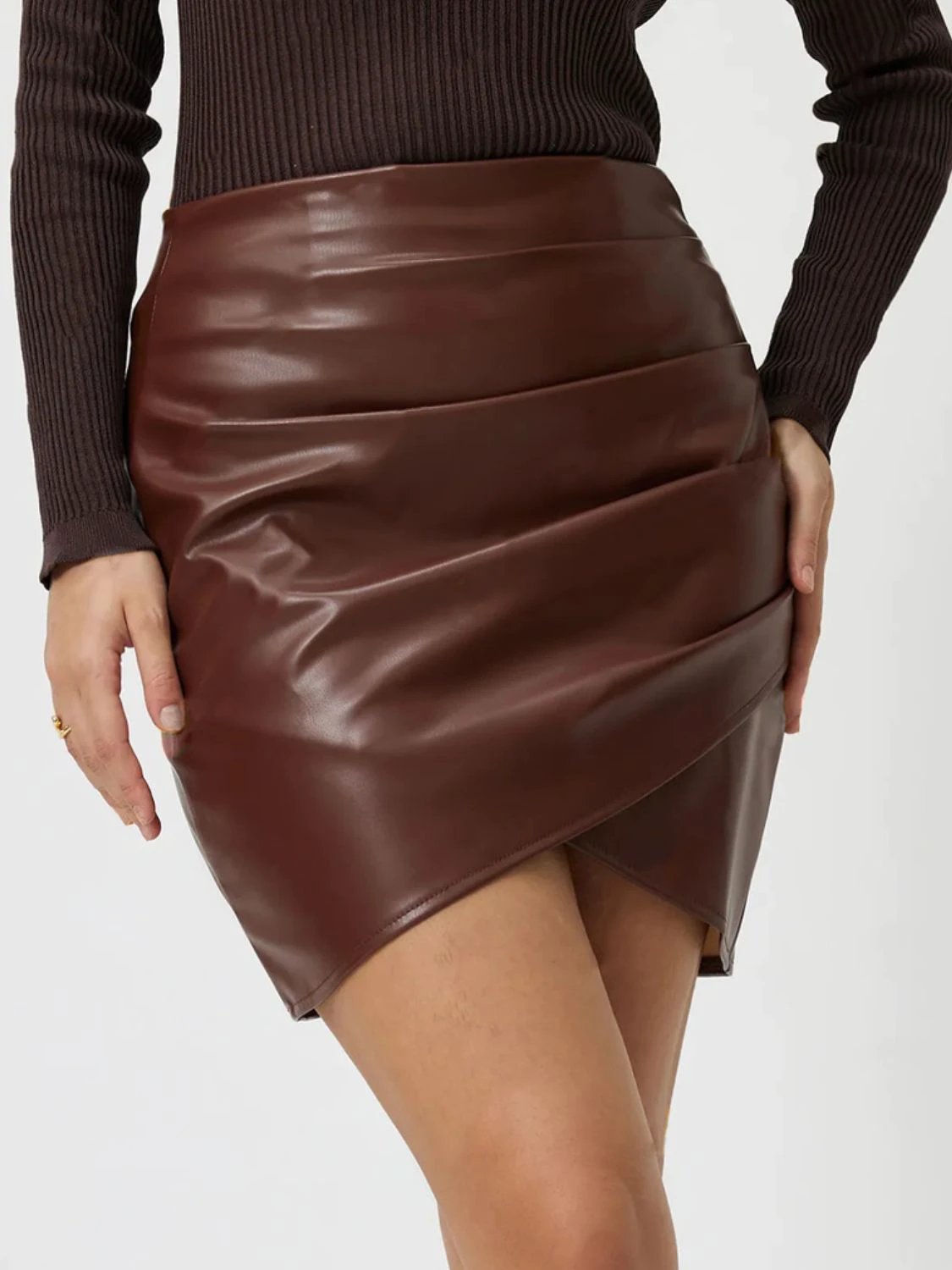 Ruched Asymmetrical Hem Skirt by Lady Ros