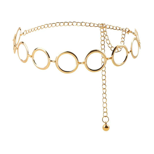 European And American-style Metal Ring Waist Chain Fashionable And Minimalist by GJG Denim