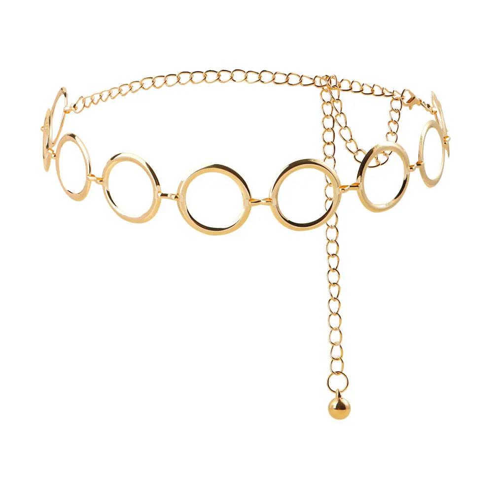 European And American-style Metal Ring Waist Chain Fashionable And Minimalist by GJG Denim